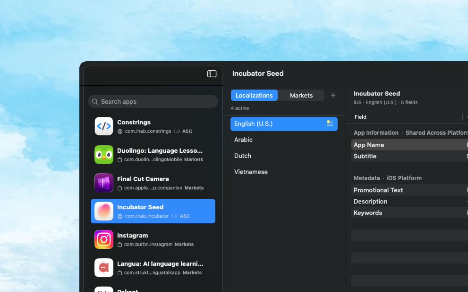 Localization editor