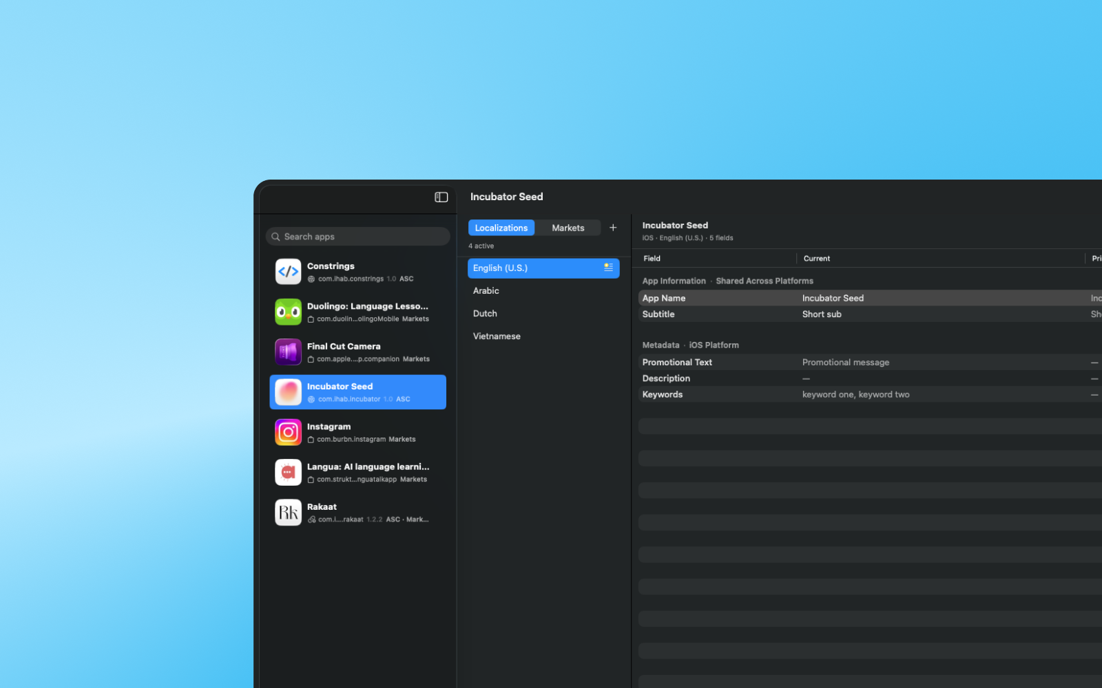 Metadata editor screenshot